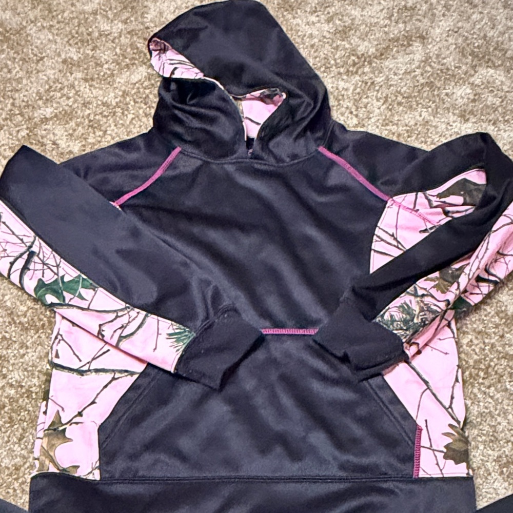 Black & Pink Camo Pullover Hoodie